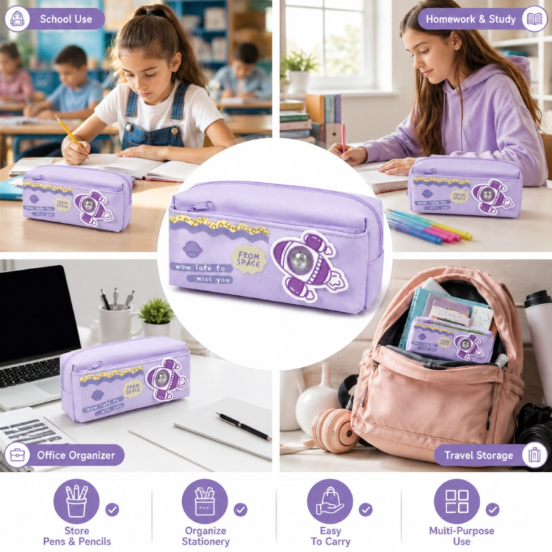 Quality pencil case – Lavender Premium Quality (10 x 20 x 6cm)