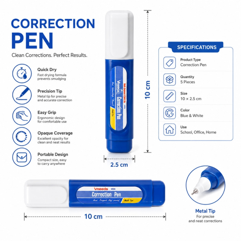 Superior correction pen – Blue Premium Quality (5 PCS)
