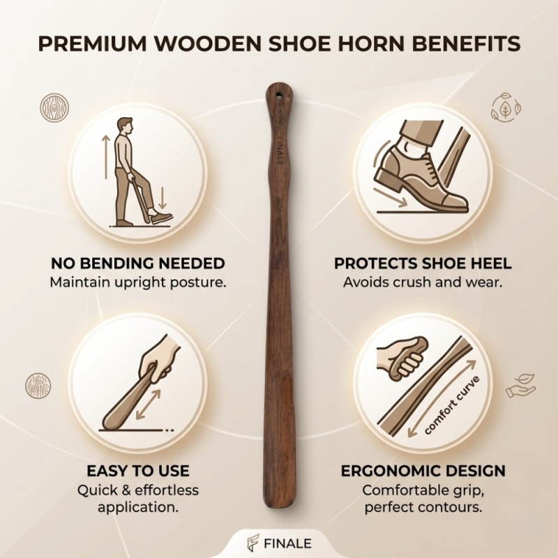 Professional Extra-Long Wooden Shoehorn – Ergonomic Natural Beechwood (70cm)