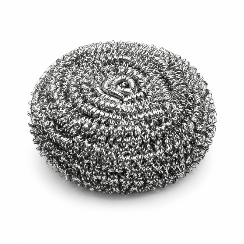 Premium-Quality Stainless Steel Coil Scrubber for Heavy-Duty Kitchen Cleaning – 8.5 x 8.5 cm – 6 Pcs – Silver