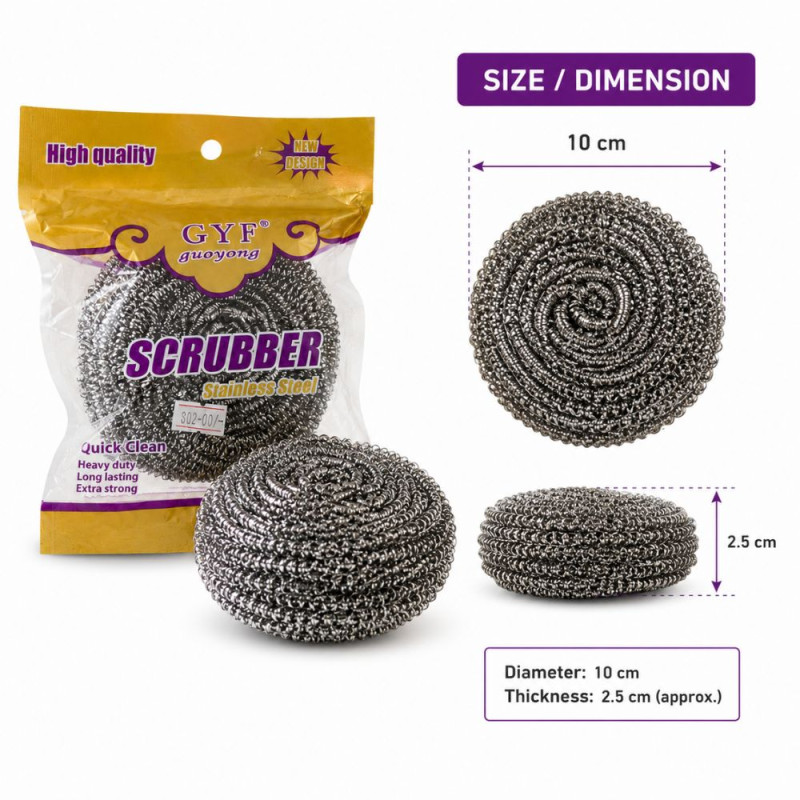 Stainless Steel Scrubbers – Silver (D-10cm X T-2.5cm)
