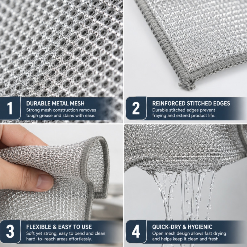 Steel Frame Cleaning Ball Designed for Home &amp; Professional Cleaning – Silver (H-18, W-23 CM)
