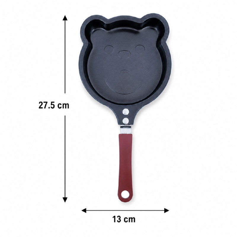 Miniso We Bare Bears Collection 4.0 Frying Pan featuring a 13 cm Ice Bear Shape – Wooden & Black