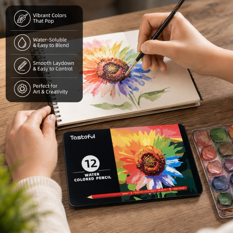 Elite Make Water Colored Pencils Designed for Creative Expression &amp; Office Use – Multi Color (H-12, W-19 CM)