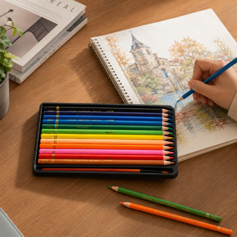 Elite Make Water Colored Pencils Designed for Creative Expression &amp; Office Use – Multi Color (H-12, W-19 CM)