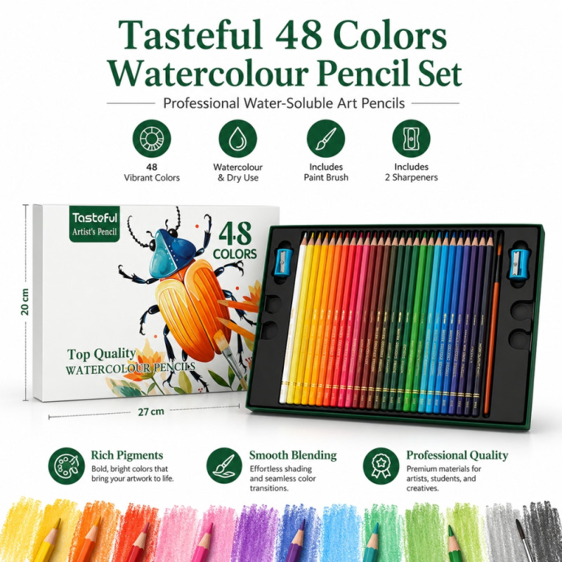 Classic Spark Water Colored Pencils Designed for Creative Expression & Office Use – Multi Color (H-20, W-27 CM)