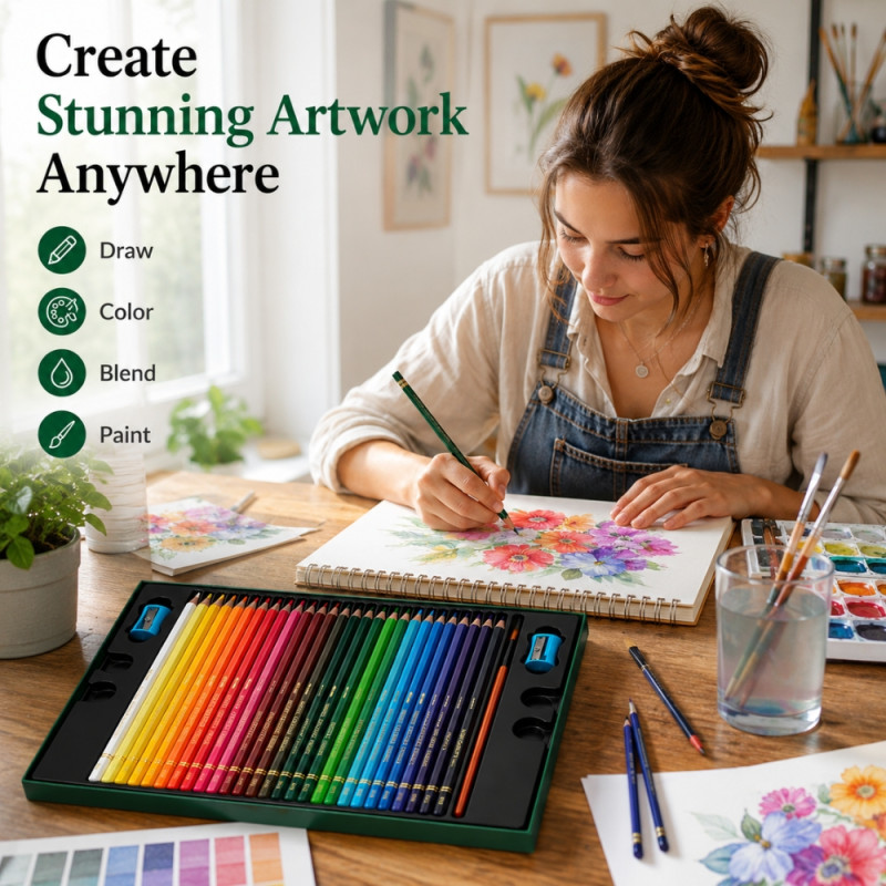 Classic Spark Water Colored Pencils Designed for Creative Expression & Office Use – Multi Color (H-20, W-27 CM)