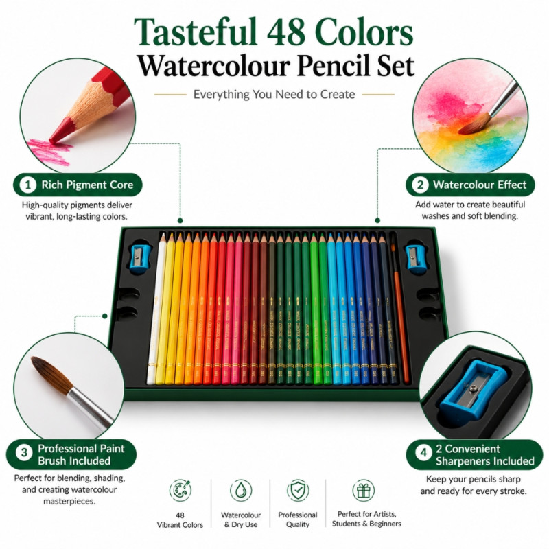 Classic Spark Water Colored Pencils Designed for Creative Expression & Office Use – Multi Color (H-20, W-27 CM)
