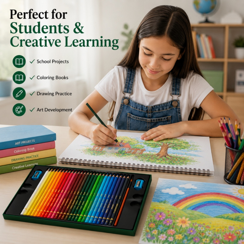 Classic Spark Water Colored Pencils Designed for Creative Expression & Office Use – Multi Color (H-20, W-27 CM)