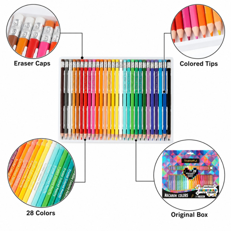 28 Erasable Colored Pencils