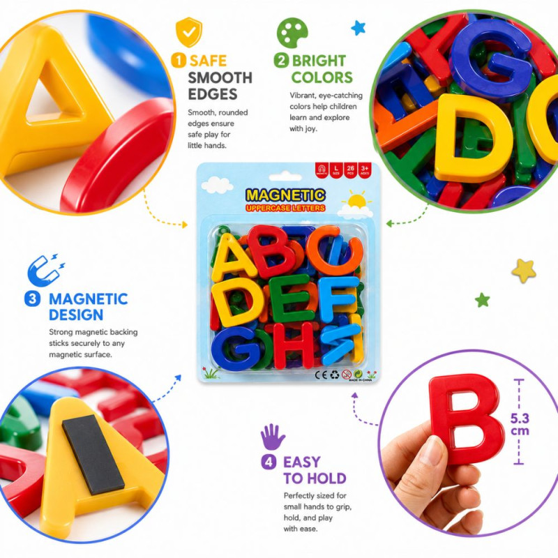 Essential Magnetic letters – MiltiColor Premium Quality (20 x 15 cm)