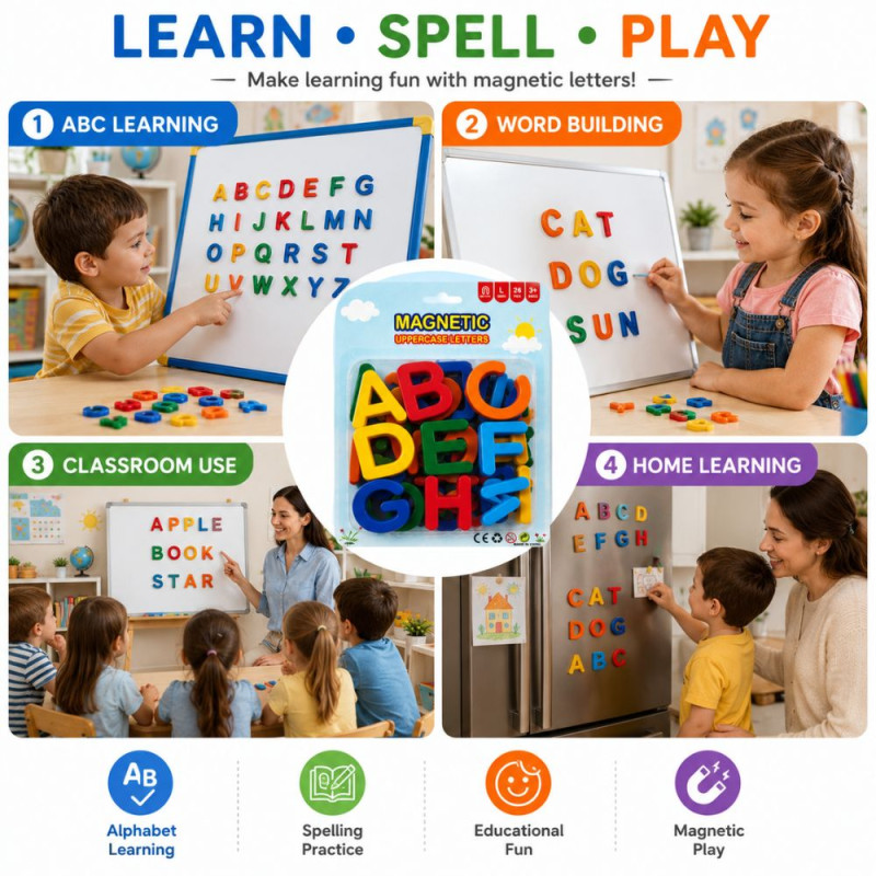 Essential Magnetic letters – MiltiColor Premium Quality (20 x 15 cm)