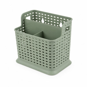 Desktop Stationery Storage Basket with Divider – Gray Green – 13.7x15x9cm