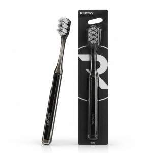 Raw Rinows soft toothbrush in black, designed to provide gentle and effective oral care – Black (18.5cm) Raw Rinows soft toothbrush in black, designed to provide gentle and effective oral care – Black (18.5cm)