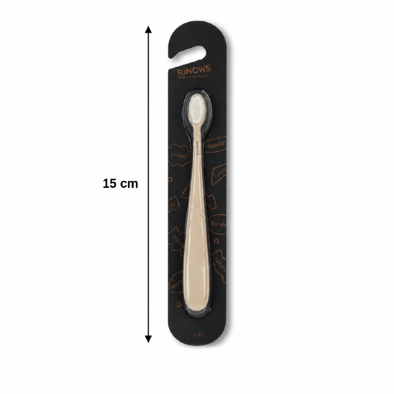 RINOWS Canadian-Designed Manual Toothbrush – Soft Bristles – 15 cm – Beige