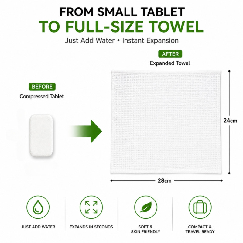 Professional Portable Compressed Towel Tablets – 20pcs Hygienic Travel Set (White)