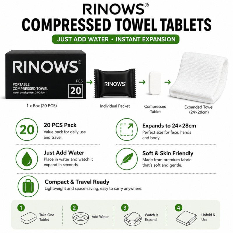 Professional Portable Compressed Towel Tablets – 20pcs Hygienic Travel Set (White)