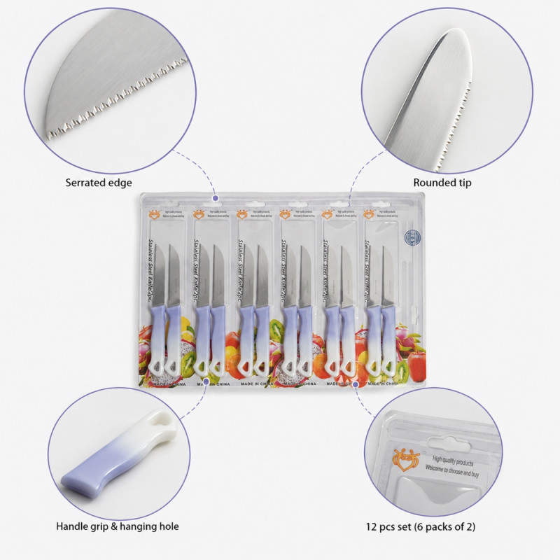 Stainless Steel Knife Set - 12pcs