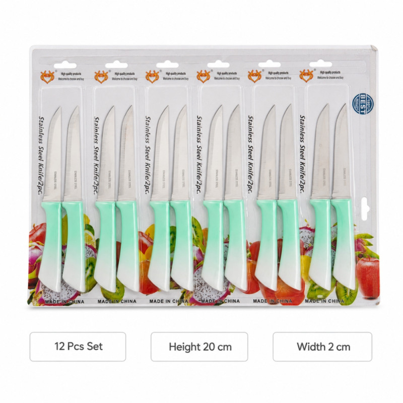 Stainless Steel Knife Set - 12pcs