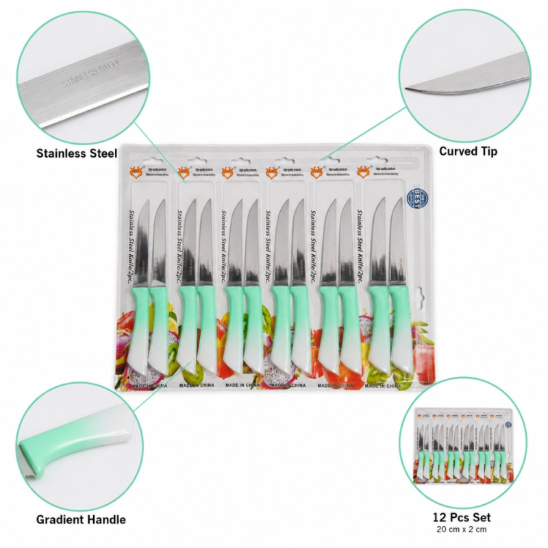 Stainless Steel Knife Set - 12pcs