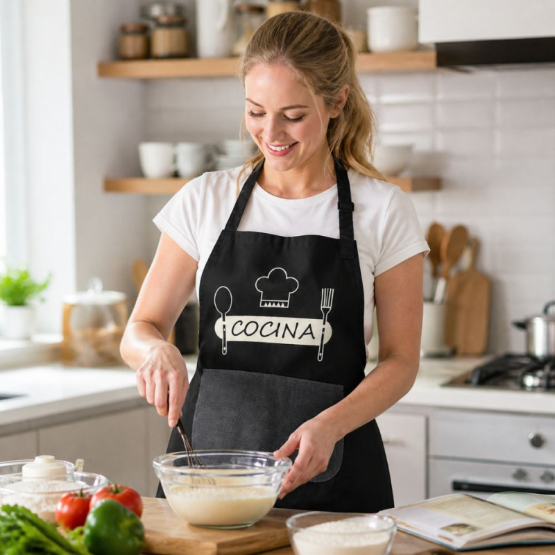 Waterproof Professional Chef Apron with Front Pocket – Black (73x63cm)