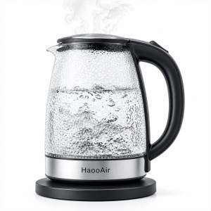 Professional Haooair 1.8L Glass Electric Kettle – Blue LED Illumination (21cm)