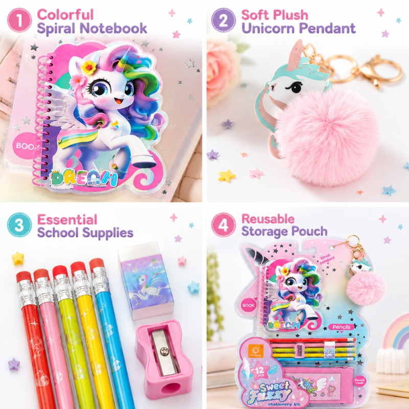Unicorn Stationery Gift Set - Pink (Large)