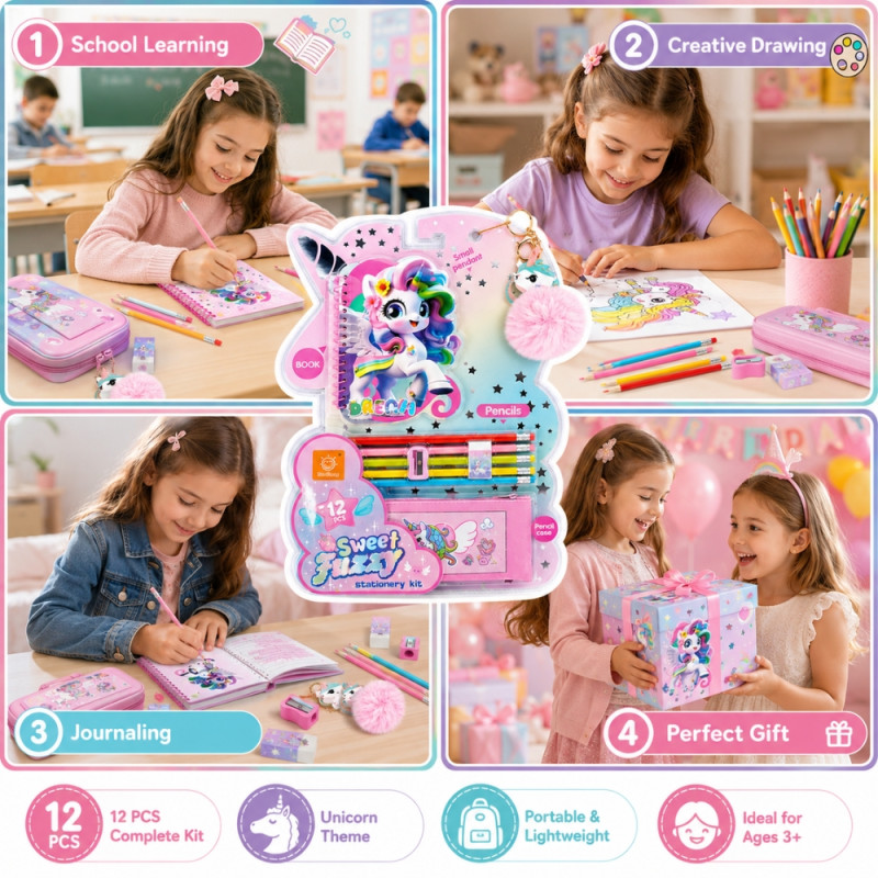 Unicorn Stationery Gift Set - Pink (Large)