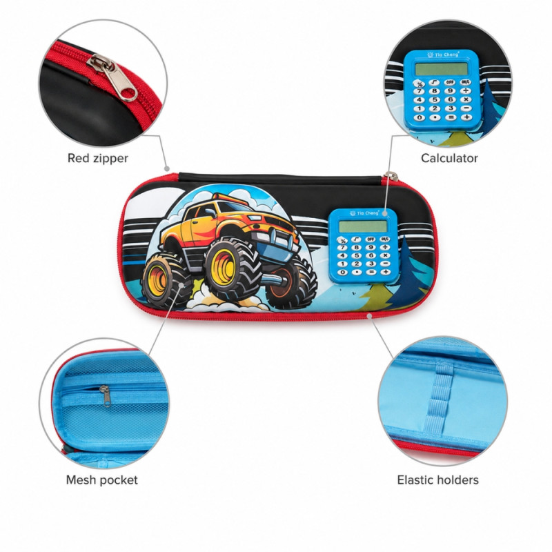 Master Ease Pencil Bag Designed for Creative Expression &amp; Office Use – Multi Color (H-23, W-10 CM)