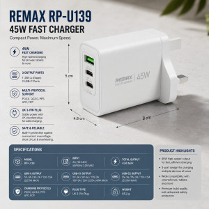 Smart Joy Mobile Charger Designed for Fast & Reliable Power Solutions – White (H-5, W-8, D-4.6 CM)