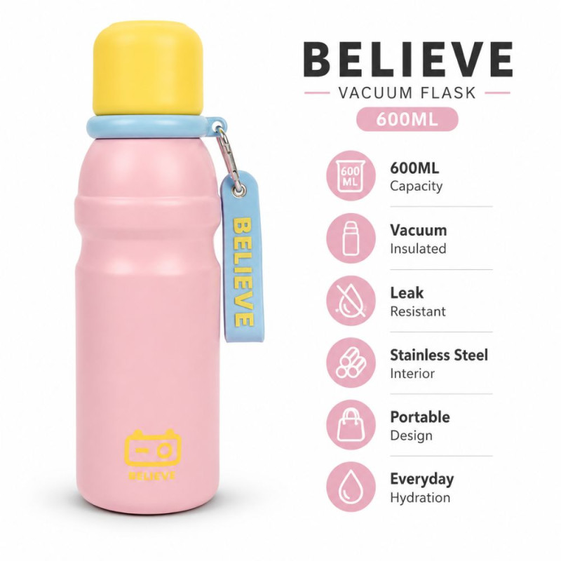 Stylish vacuum flask – Pink Premium Quality (22 x 7 cm)