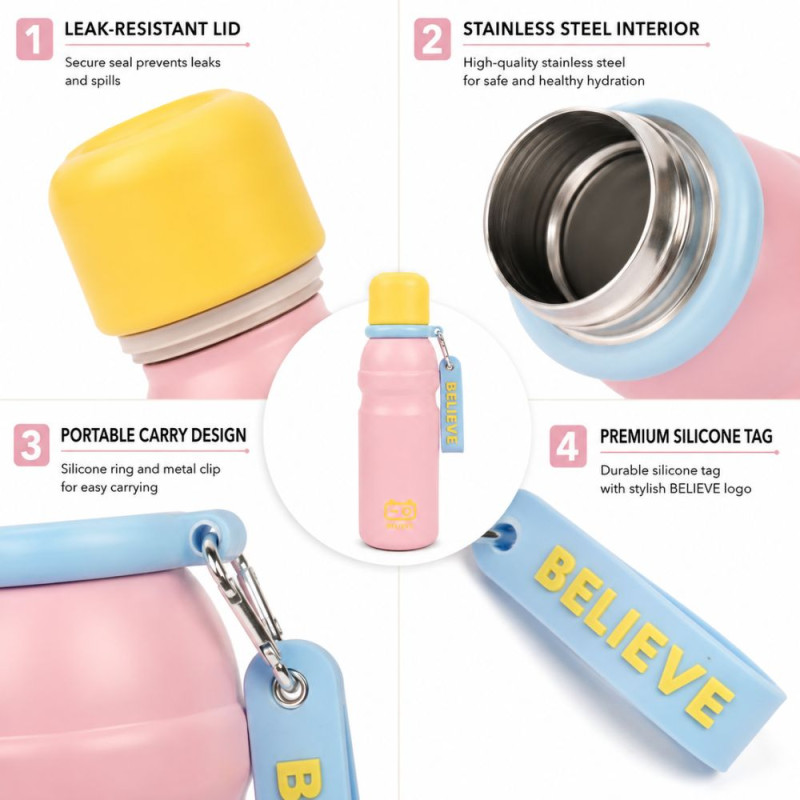 Stylish vacuum flask – Pink Premium Quality (22 x 7 cm)