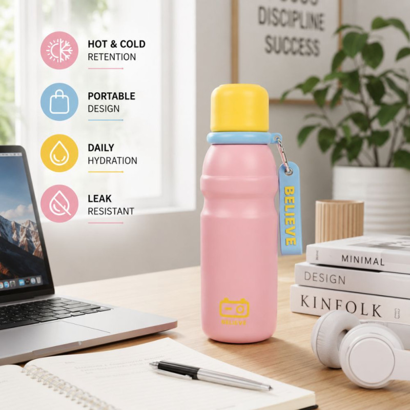 Stylish vacuum flask – Pink Premium Quality (22 x 7 cm)