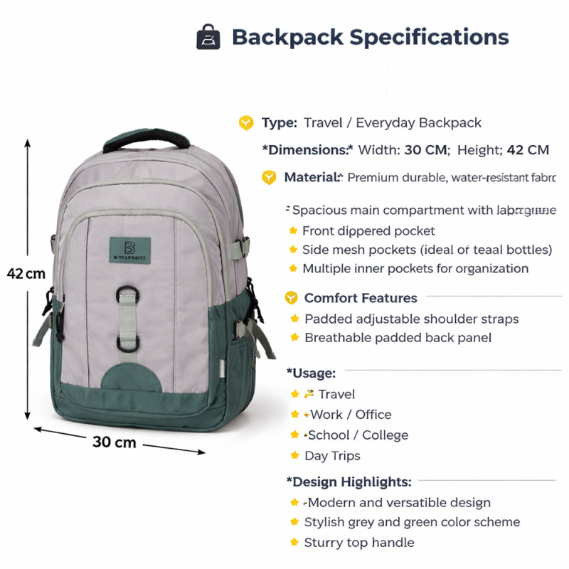 Professional Slim Business & Laptop Backpack – Light Gray (42cm)