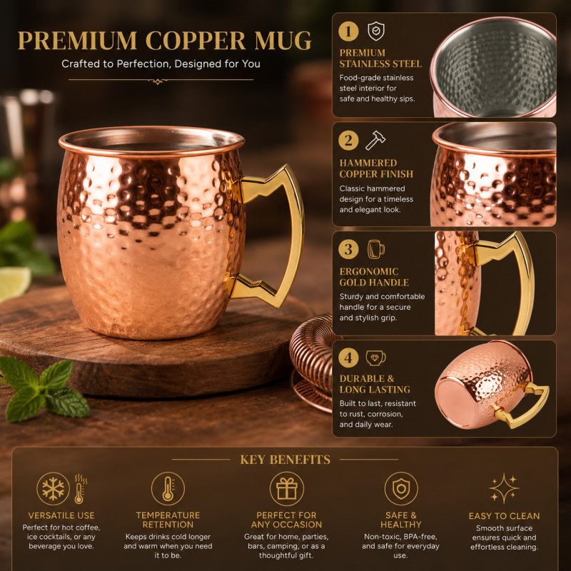 Bronze Style Stainless Steel Cup Designed for Elegant Dining & Entertaining – Gold (H-10, W-9 CM)