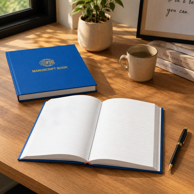 Professional Blue Hardcover Manuscript Notebook – Ruled Pages – 32x21x2.3cm