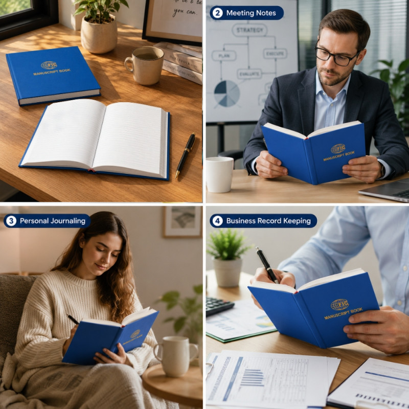 Professional Blue Hardcover Manuscript Notebook – Durable Long-Term Journal – 32x20x1.3cm