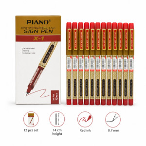 Piano Sign Pen Red Ink Set - 12pcs