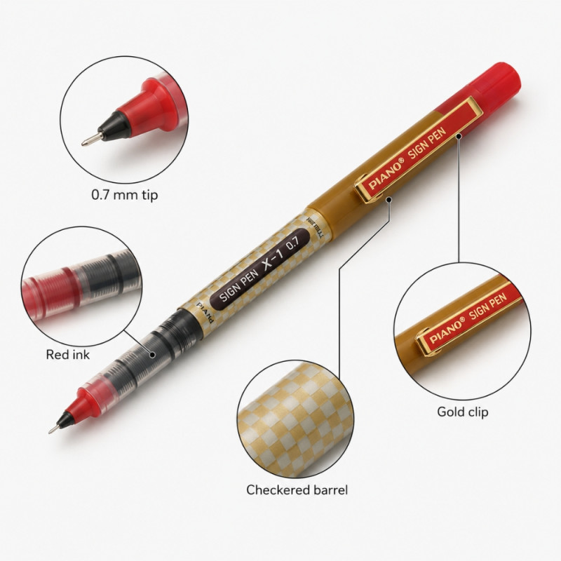 Piano Sign Pen Red Ink Set - 12pcs