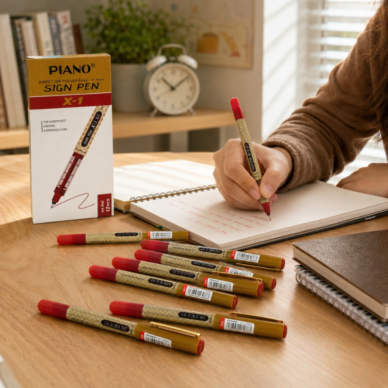 Piano Sign Pen Red Ink Set - 12pcs