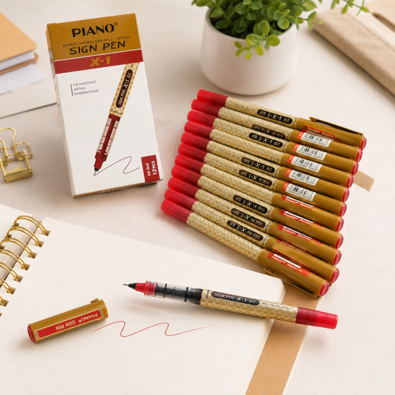 Piano Sign Pen Red Ink Set - 12pcs