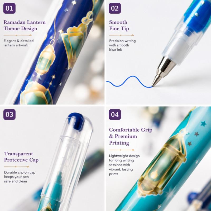 Ramadan Soft Ink Gel Pen Set - Blue (Clear)