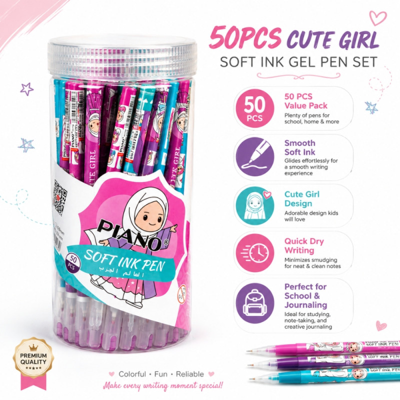 Cute Girl Soft Ink Gel Pen Set
