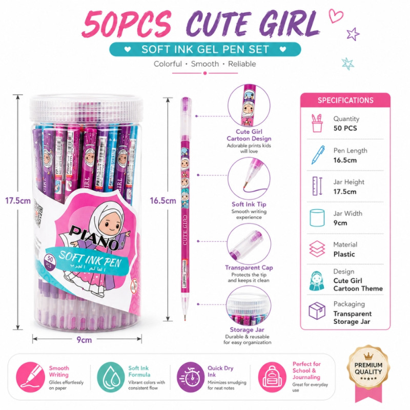 Cute Girl Soft Ink Gel Pen Set