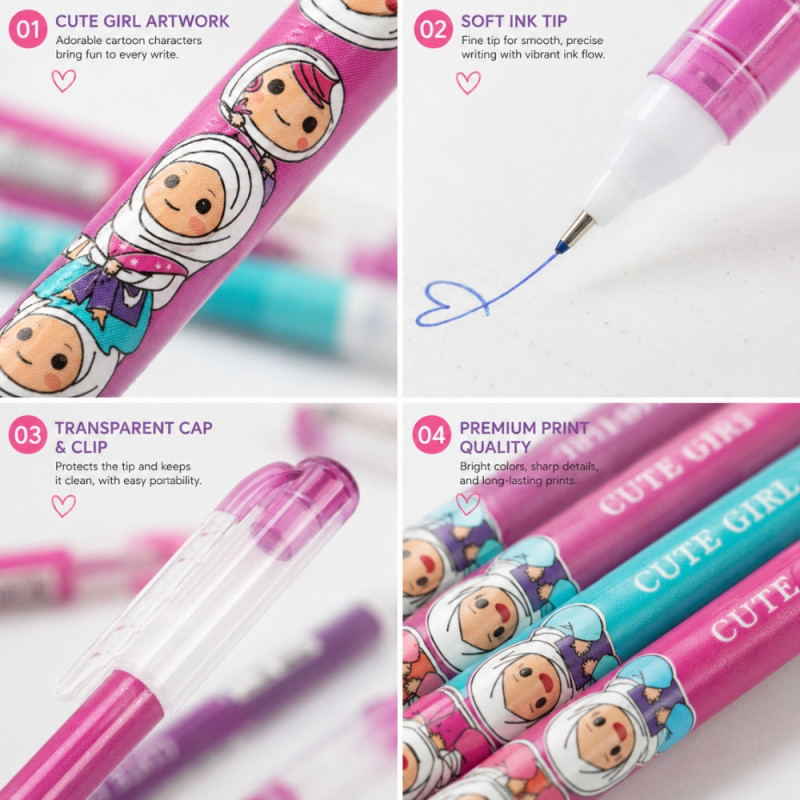 Cute Girl Soft Ink Gel Pen Set