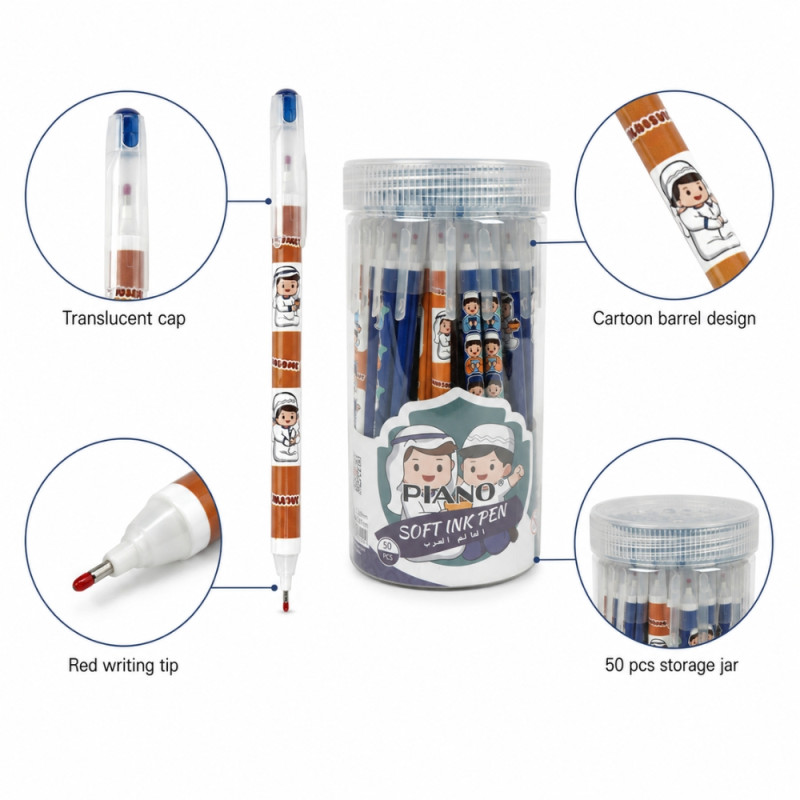 Piano Soft Ink Pen Set - 50pcs