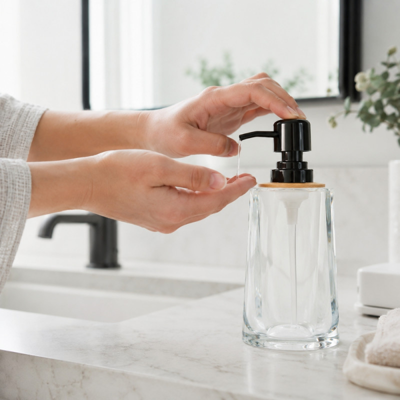 Swift Shield Soap Dispenser Designed for Modern Living &amp; Home Comfort – Black (H-18, W-7.5 CM)