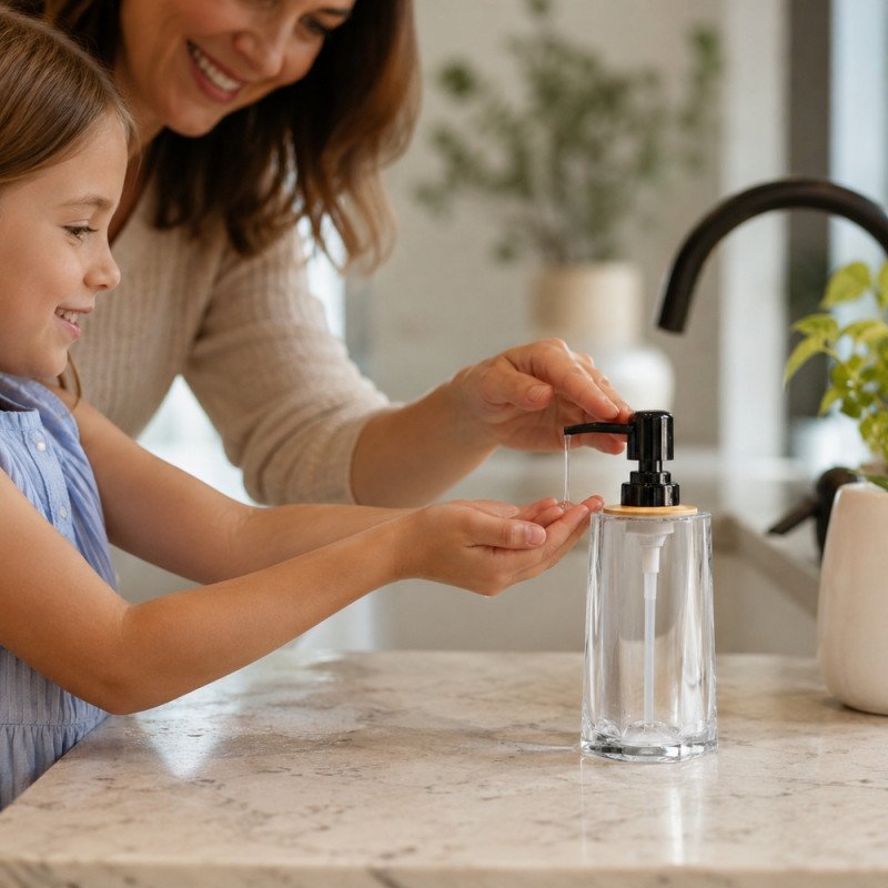 Swift Shield Soap Dispenser Designed for Modern Living &amp; Home Comfort – Black (H-18, W-7.5 CM)