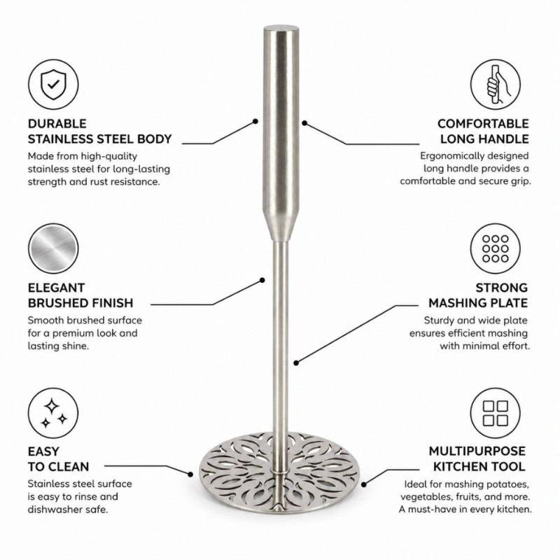 Stainless Steel Potato Masher – Silver (25.5x9cm)