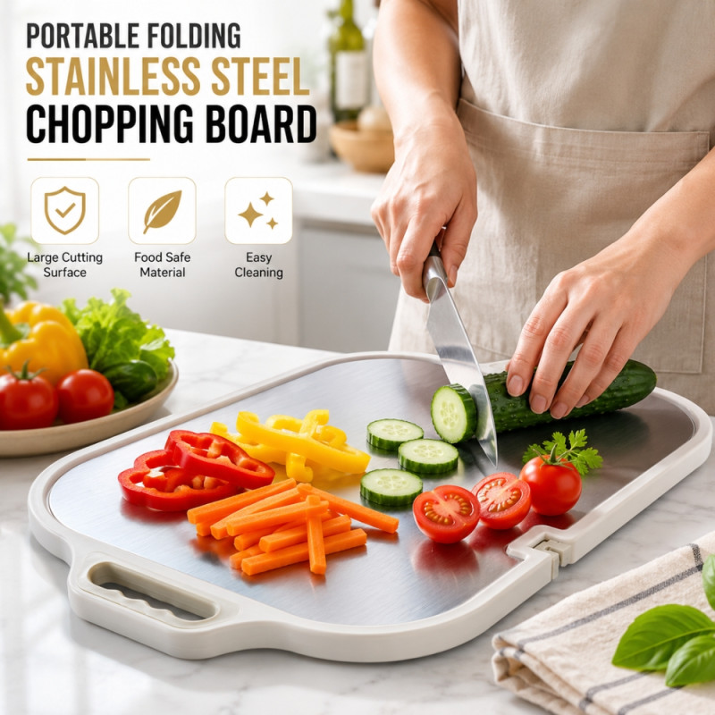 Essential Shield Chopping Board Designed for Everyday Cooking &amp; Kitchen Excellence – Stainless Steel (H-450, W-312 MM)